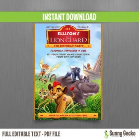 The Lion Guard Birthday Invitation